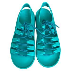 Bottega Veneta Green Rubber Slingback Sandals, US10/IT40